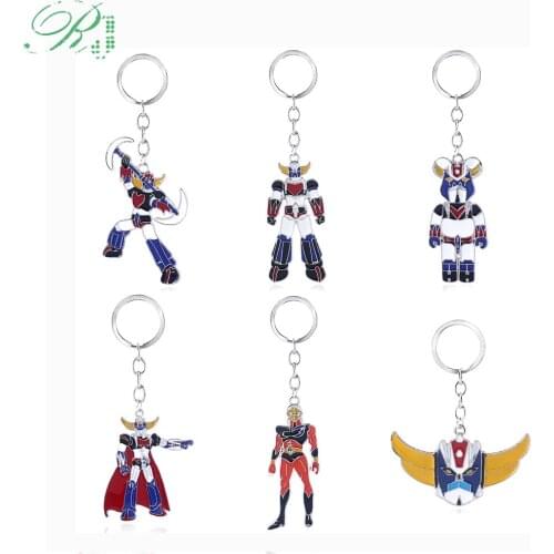 RJ Hot Janpan Mazinger Z Metal Keychains UFO Robot Grendizer Logo Pendants Choker Car Keyring Men Boy Fans Jewelry Gift