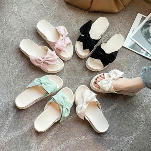 Bowknot slippers female Korean style fashion sponge cake fashion platform fairy shoes casual sandals