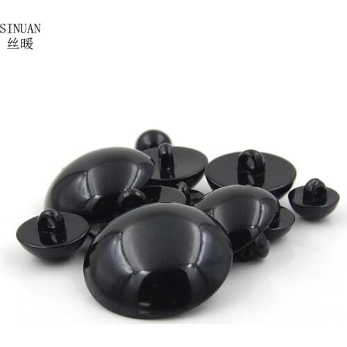 SINUAN Black Buttons ABS Button Round Plastic Buttons Dyed Button Clothing 100Pcs Shank Crafts Accessories Sewing Decorations