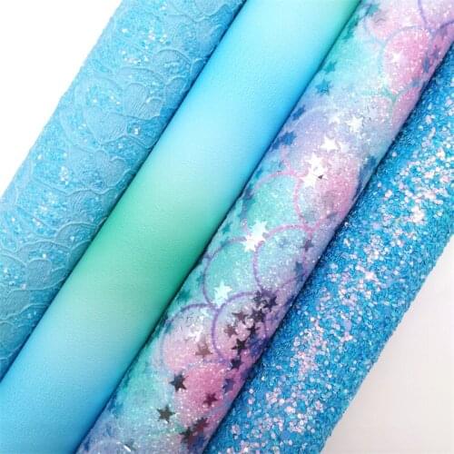 BLUE Glitter Fabric, Immitation Rainbow Fur Fabric Sheets For Bow A4 21x29CM Twinkling Ming XM968