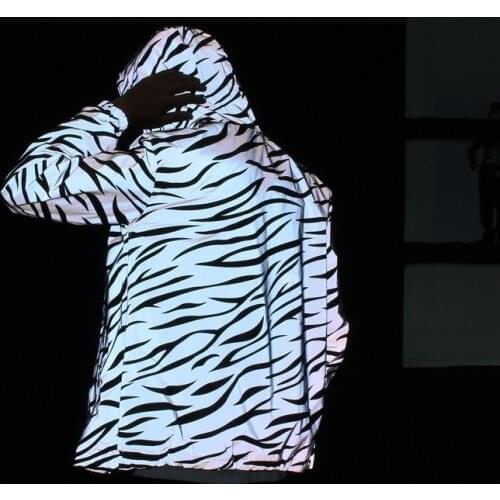 New mens autumn Men /women windbreaker 3m reflective jacket casual hip hop Hooded coats streetwear night shiny harajuku jackets