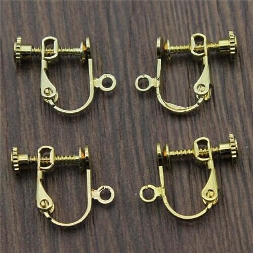 WYSIWYG 10pcs 7 Colors 17x14mm Ear Clip Connector Copper Material Rotate Screws Earring Finding Connector Jewelry Accessories