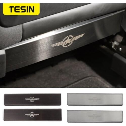 TESIN Stainless steel Car Seat Back Anti-Kick Panel Guard Anti dirty Plate Protect Stickers Accessories for Jeep Compass 2017