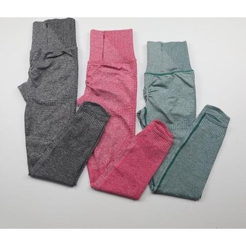 Womens seamless high-waisted pants, yoga pants, sports leggings, abdomen, breathable, built-in pocket leggings