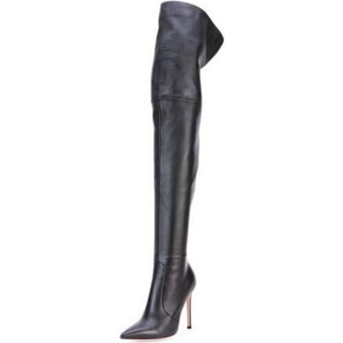 Name pointed toe high heel women winter boots fashion custom over-the-knee women leather boots size 34 to 42 free shipping