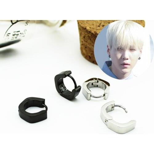 1Pair Trendy Hoop Earrings for Women Men Smooth suga same Geometric Earrings Loop Earrings Punk Kpop Jewelry Bangtan Boys