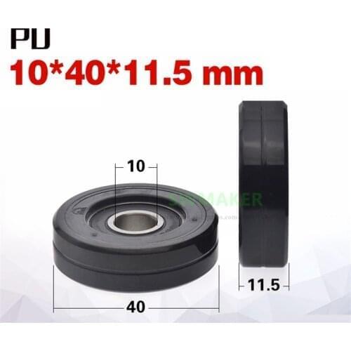 10pcs 10*40*11.5mm PU soft rubber wheel, M8x40x11.5mm, 6000RS bearing pulley, silent roller guide wheel, Hardness 95A