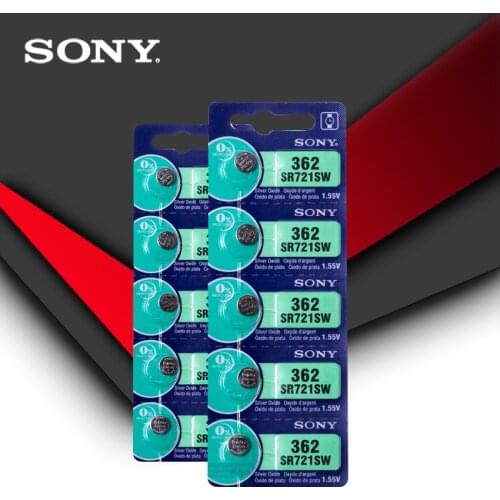 10pc Sony 100% Original 362 SR721SW V362 GP62 AG1 1.55V Silver Oxide Watch Battery SR721SW 362 Button Coin Cell MADE IN JAPAN