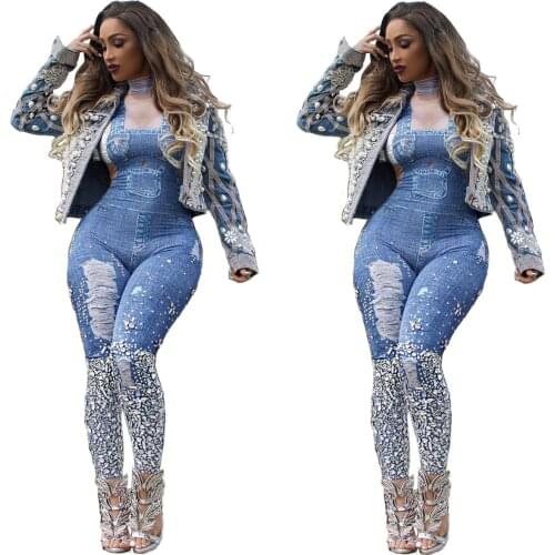 2021 Spring and Autumn Fashion Style Sleeveless Blue Women Long Jumpsuit Bodysuit Jumpsuit Women