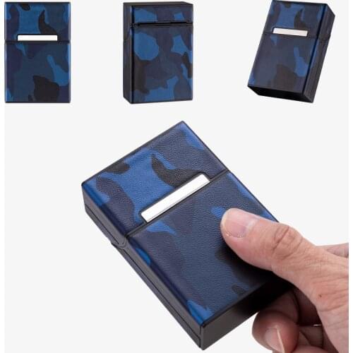 4 Colors Fashion Camouflage Leather Cigarette Box for Men Woman Smoking Accessories Button Design