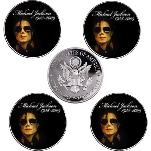 5pcs/lot Creative Michael Jackson Coin Home Decorative Silver Plated Metal Coins Home Decoration Accessories Coins Collectibles