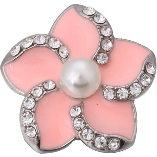 5pcs/lot High Quality 18mm Snap Button Jewelry Rhinestone Flower Snap Button Fit DIY 18mm 20mm Snap Bracelet Bangle Accessories