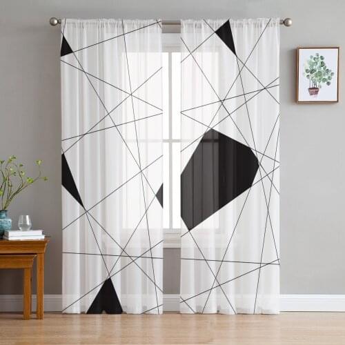 Abstract Geometry Modern Curtains For Living Room Transparent Tulle Curtains Window Sheer For The Bedroom Accessories Decor