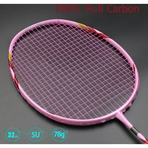 Bamboo Craftsmanship Full Carbon Fiber Badminton Rackets Super Light 5U Offensive Type Racquet Strung With Bags Padel Sports