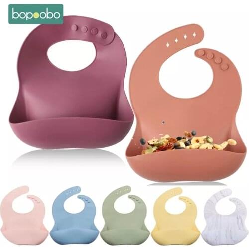 Bopoobo Baby Bib Adjustable Animal Picture Waterproof Saliva Dripping Bibs Soft Edible Silicone Saliva Towel Drooling Baby Scarf