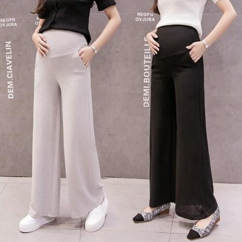 Pregnant womens pants thin section loose wide leg pants spring and autumn clothing leggings autumn wear trousers stomach lift