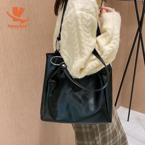 CAREY KAY Women Large-Capacity Retro Purses Handbag 2021 New Fashion Soft PU Shoulder Bags Wild High-Quality Brown Tote Bags