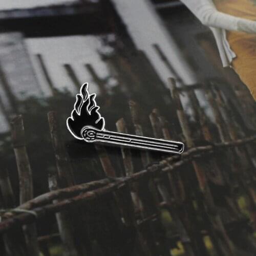 Black Match Brooch New Burning Flame Lights Matches Enamel Punk Pin New Hope Badge Backpack Jacket Accessories Men Child Gift