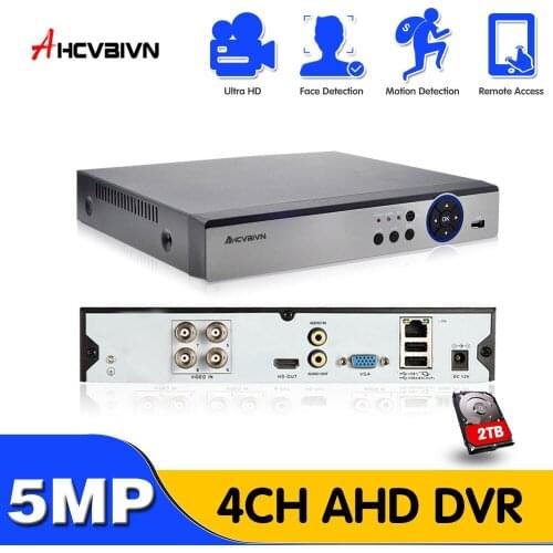 HCVAHDN 4CH 4MP 5MP 6-in-1 AHD Digital Video Recorder 2560*1920P Super HD DVR ONVIF USB 3G WIFI Motion Detection H265 Cloud P2P