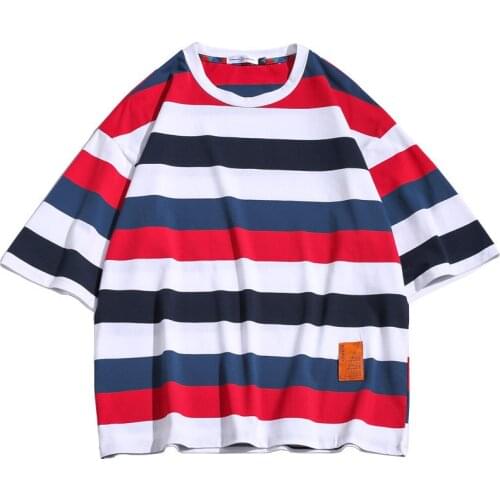 5XL HIP-HOP 2020 T Shirt for Men Fashion Tshirts Striped Male Tees Casual Japanese Summer Short Sleeve Oversized Cotton Stylish
