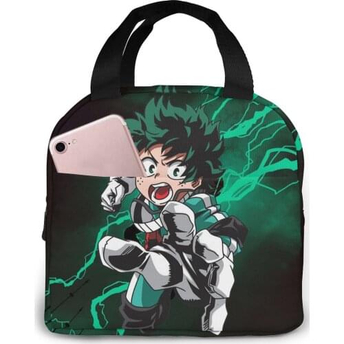 My Hero Academy Cosplay Canvas Portable Cooler Lunch Bag Thermal Insulated Lunch Box Bag for Men Women Kids