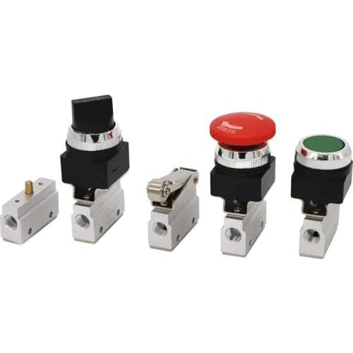 GOGO Pneumatic 2 way air Manual Mechanical valve hand control valves 1/8 inch MOV-01/02/03/03A knob/ button/roller