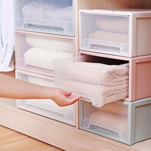 Household Storage Cabinet Drawer Combination can be stacked with transparent plastic storage box Cosmetics Toys Organizer