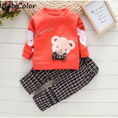Spring Autumn Baby Clothing Set Boys Girls Fashion Cotton Tops+pants 2pcs Kids Boys Girls Outfits For Infant Cartoon Clothing
