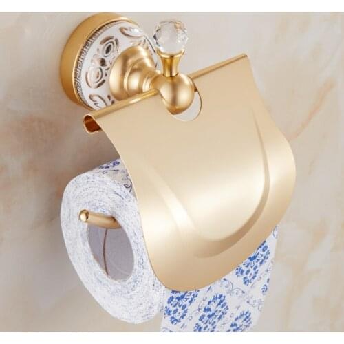 Space Alumium toilet paper holders shelf gold plated, Antique bathroom roll paper rack, Retro kitchen tissue paper holder