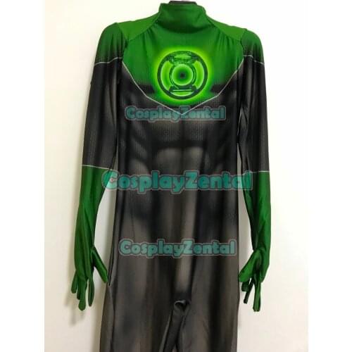 Green Lantern Costume 3D Printed Green Lantern Superhero Cosplay Costume Halloween Party Cosplay Bodysuit No Eyemask