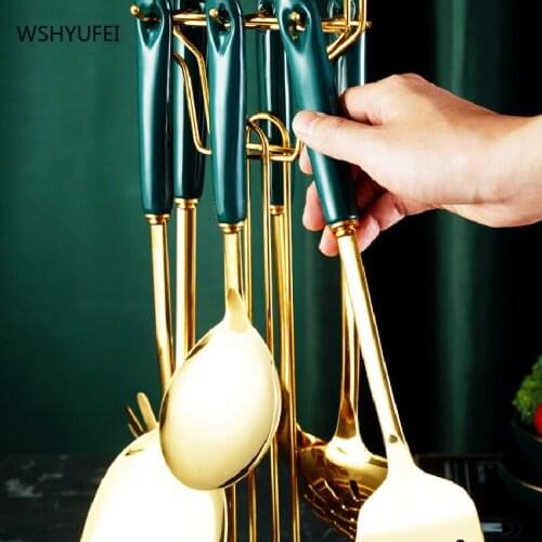 Nordic Style Stainless Steel Kitchen Utensils Spoon Kitchenware Skimmer Shovel Spatula Meat Fork Egg Beater Cooking Utensils