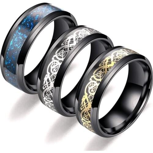 MANGOSKY 316 stainless steel Dragon Ring Mens Jewelry Wedding Band male ring for lovers Valentine present/gift
