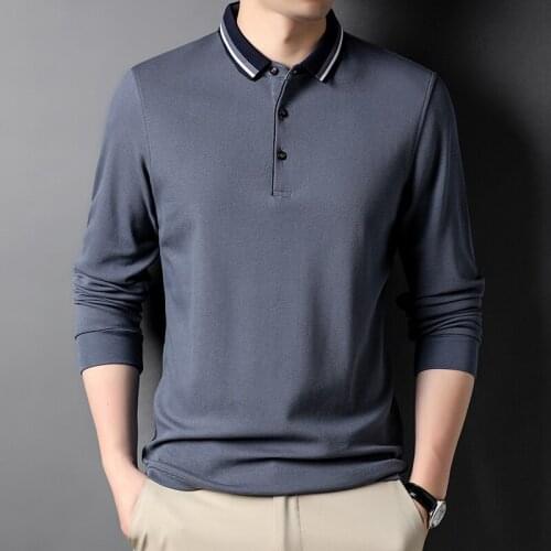 UCAK Brand Classic Pure Cotton Turn-down Collar T Shirt Men Clothes Autumn New Arrivals Streetwear Long Sleeve T-Shirts U5691