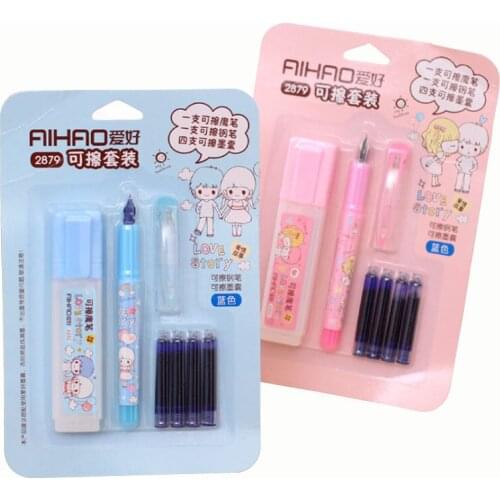 Erasable Pen Set Student Fountain Pen Removable Ink Bag Pen Calligraphy Special Pen Boutique Office Stationery School Supplies