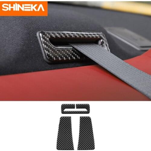 Carbon Fiber Sticker For Dodge Challenger Car Inner Seat Safety Belt Buckle Decoration Cover Stickers For Dodge Challenger 2015