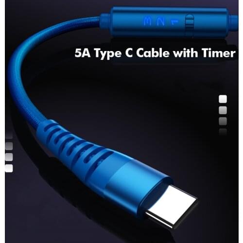 USB Type C Cable 5A Fast Charging Type-C to USB 3.0 Mobile Phone Cable with Timer on/off Switch for Huawei P20 Quick Charge 4.0