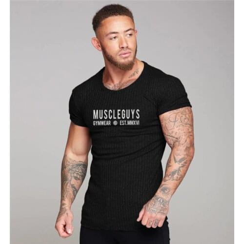 New Fashion Men T Shirts Summer Compression Top Tees Mens Clothing Short Sleeve Casual O Neck Knitted Fitness Tshirt Sportswear