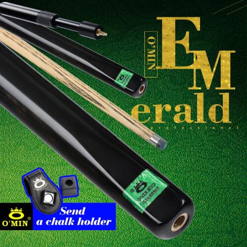 O'MIN Emerald 3/4 Snooker Cue Handmade 9.5mm Tip Case Top ebony Butt Extension Professional Billiard Snooker Cue High-end