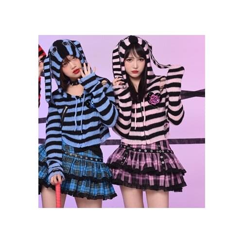 Japanese Harajuku Girls Pink Plaid High Waist Pleated Skirts Ball Gown Punk Sweet Lolita Cake Mini Skirt Y2K Women Red Skirt