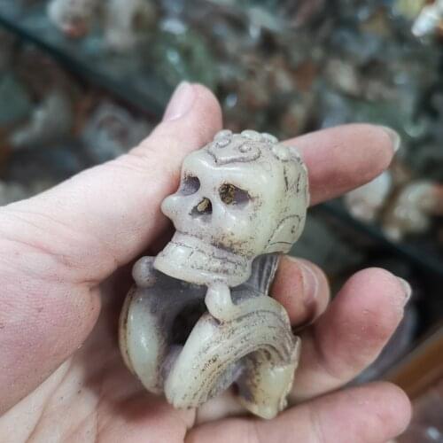 Wholesale sale ancient mysterious double-headed mythical animal skull snake Natural jade collection rare and special