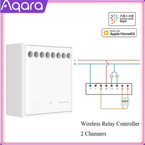 Original Mijia Aqara Two-way control module Wireless Relay Controller 2 channels Work For Mijia APP and Home kit
