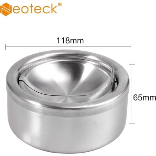 Neoteck 2 Pcs Stainless Steel Windproof Round Smokeless Ashtray Rotation With Lid Opulent 11.8cm x 11.8cm x 5.5cm
