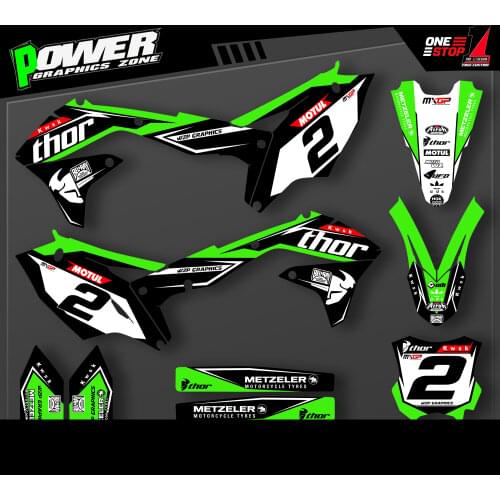 PowerZone Custom Team Graphics Decals Stickers Kit For Kawasaki Decal 2016 2017 2018 KXF 450 004