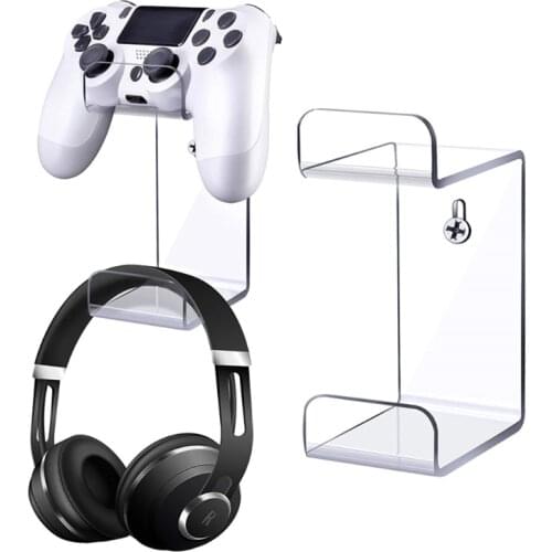 Controller Display Stand Compatible with PS3/PS4/PS5 Handle, Gamepad Wall-mounted Holder Headset Bracket