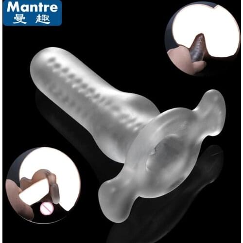 Hollow Anal Plug Penis Sleeve Dildo Anus Stimulation , Butt Plugs and Tunnels Prostata Massage Masturbator Men Gay Sex Toys