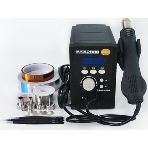 QUICK 2008 ESD Rework Station For Phone BGA Desoldering Repairing Hot air gun welding bench lead free adjustable display