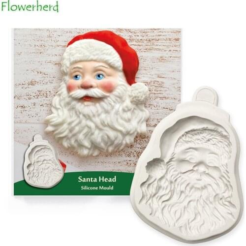 Santa Head Silicone Mould Christmas Decorating Cake Tools Silicone Traditional Santa Claus Fondant Cake Mold Sugar Flower Paste