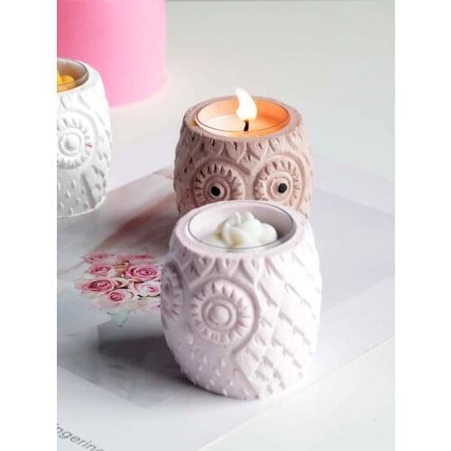DIY Handmade Creative Halloween Owl Shape Candle Holder Silicone Molds Decoration Scented Candle Plaster Silicone Mold