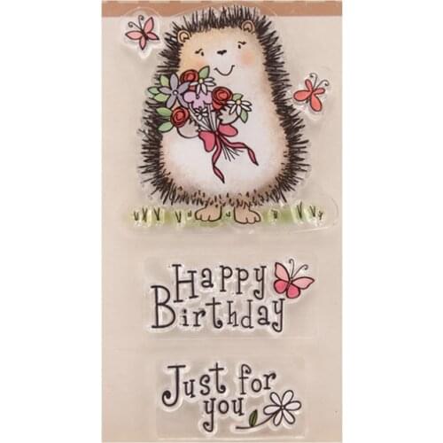 Happy Hedgehog Transparent Clear Silicone Stamp Seal DIY Scrapbooking Rubber Stamping Coloring Embossing Diary Decor Reusable