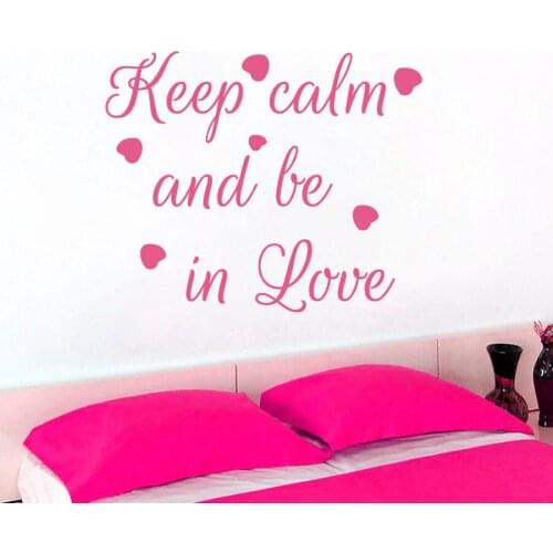 Keep Calm And Be In Love Wall Sticker Home Decor Sweet Bedroom Hearts DIY Decorative Wall Decals Art Murals